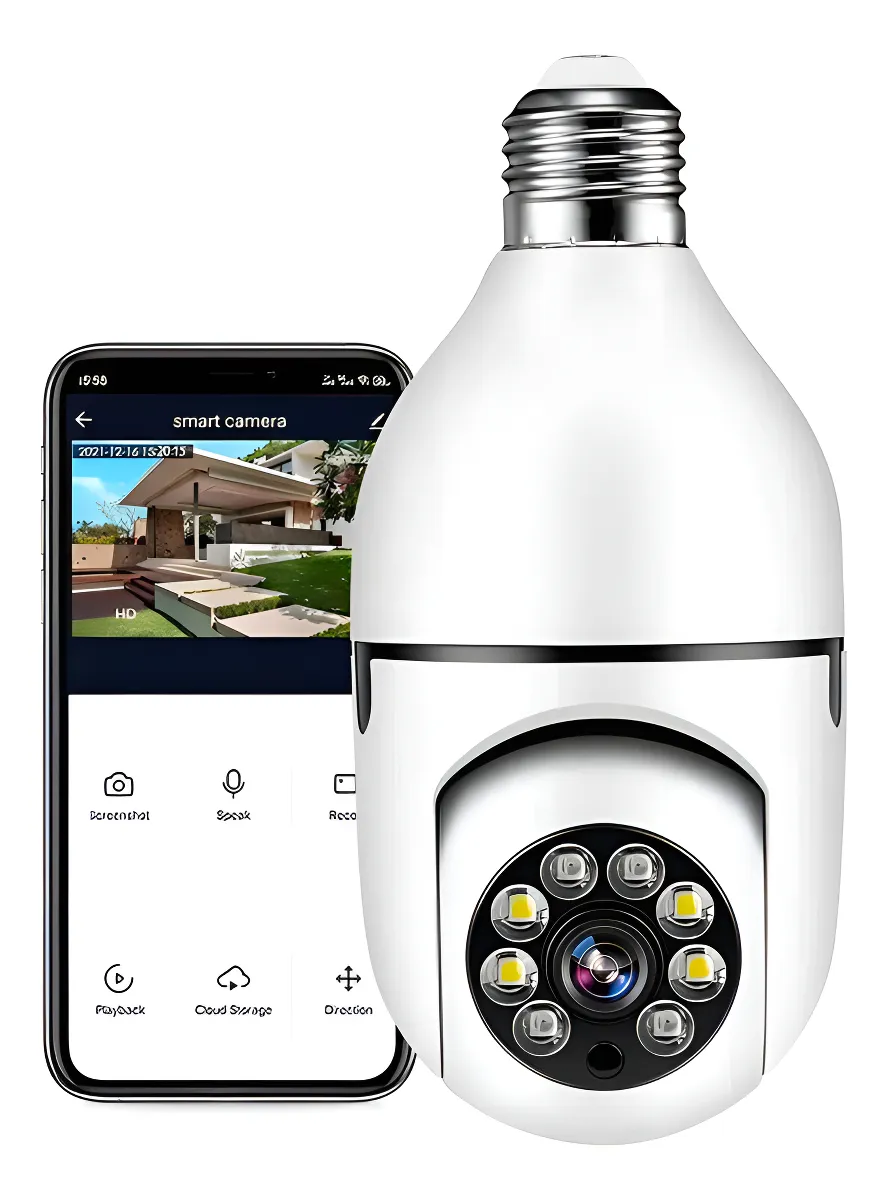 Cámara Wifi Bombillo 360° Discreta 1080p
